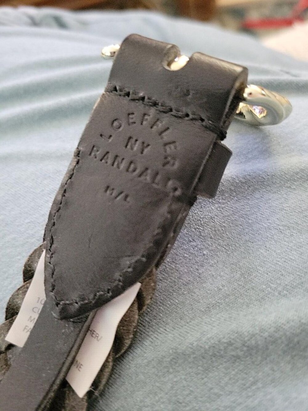 Loeffler Randall Black Braided Leather Belt Silver Buckle size Medium Large - Picture 3 of 6
